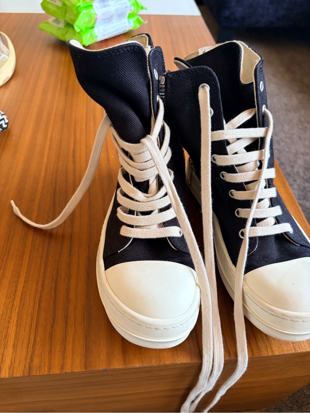 Authentic Rick Owens DRKSHDW Ramones High Top Sneakers